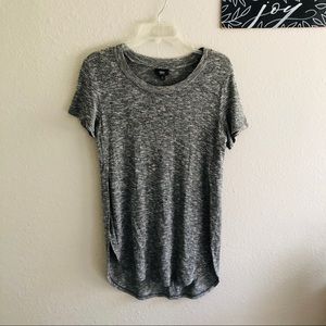 Gray Long Hi-Lo Short Sleeve Top-S